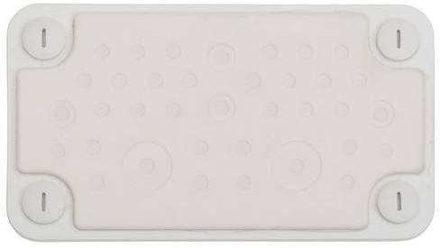 Rechteckige weiße Silikonkautschuk-Klebepads mit abgerundeten Kanten und kreisförmigen Vorsprüngen, die für Montage- oder Dämpfungszwecke verwendet werden.