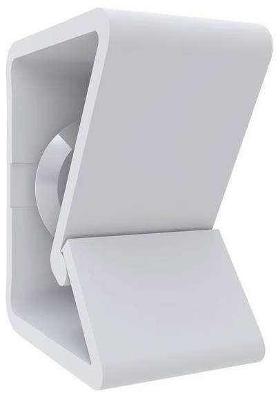 Ein moderner, minimalistischer weißer Wandstrahler mit rechteckigem Rahmen und verstellbarem, geneigtem Frontpanel.