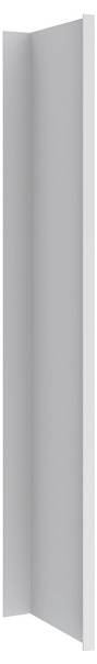 Ein hoher, schmaler, weißer rechteckiger Gegenstand mit glatter Oberfläche, der aufrecht vor einem einfarbigen weißen Hintergrund steht.
