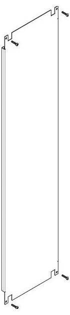 Darstellung eines rechteckigen Panels mit Aussparungen und Schrauben an jeder Ecke, was eine Montage oder Installation andeutet.