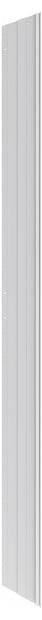 Ein hoher, schmaler, weißer vertikaler Rechteck mit einem zurückgesetzten Streifendesign, der parallel zu den Kanten verläuft.