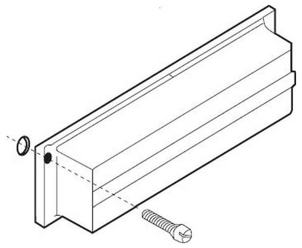 Diagramm einer Wandhalterungsanordnung, die eine Halterung, ein Schraubenloch und einen Befestigungsbolzen zeigt.