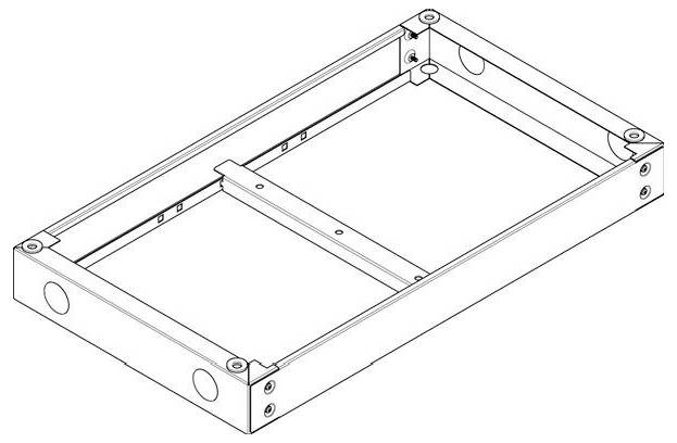 3HE-Rackdiagramm: rechteckiger Rahmen mit Tragschienen und Befestigungslöchern, der zur Einhausung und Organisation von Serverausrüstung in Rechenzentren verwendet wird.