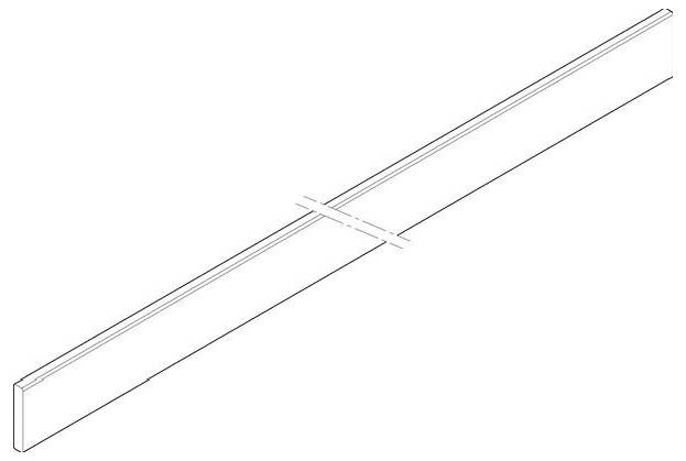 Eine L-förmige Struktur mit einem Gelenk in der Mitte, höchstwahrscheinlich ein Diagramm eines Verbinders oder Trägers.