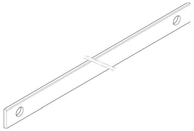 Darstellung eines rechteckigen Metallträgers mit je einem Loch an beiden Enden, der typischerweise im Bauwesen oder in der Technik als Stützkonstruktion verwendet wird.