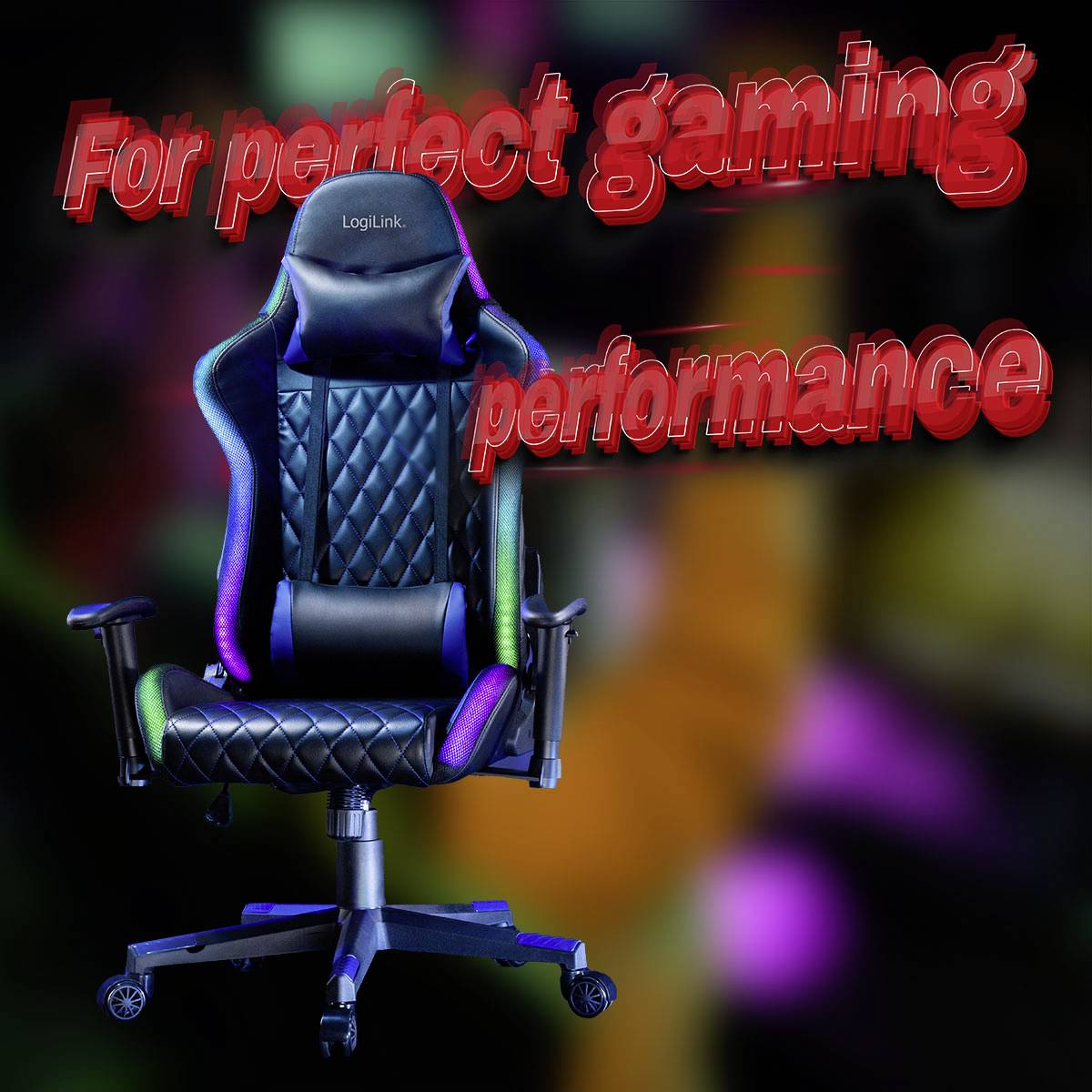 LogiLink EO0076 Gaming/Office-Stuhl Schwarz, Blau