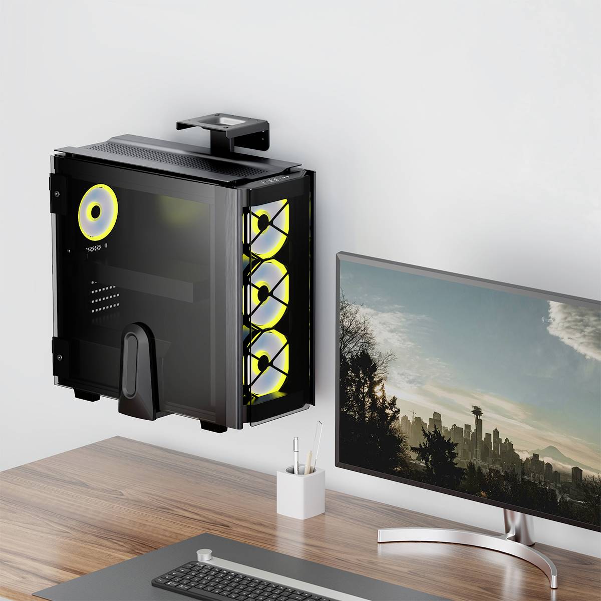 LogiLink PC Halterung Untertisch, Wand EO0073 EO0073 Schwarz Belastbar bis=20kg