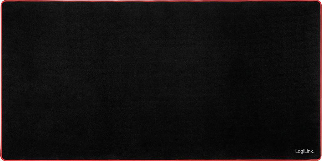 Eine große schwarze Mausunterlage mit einem dünnen roten Rand wird gezeigt.