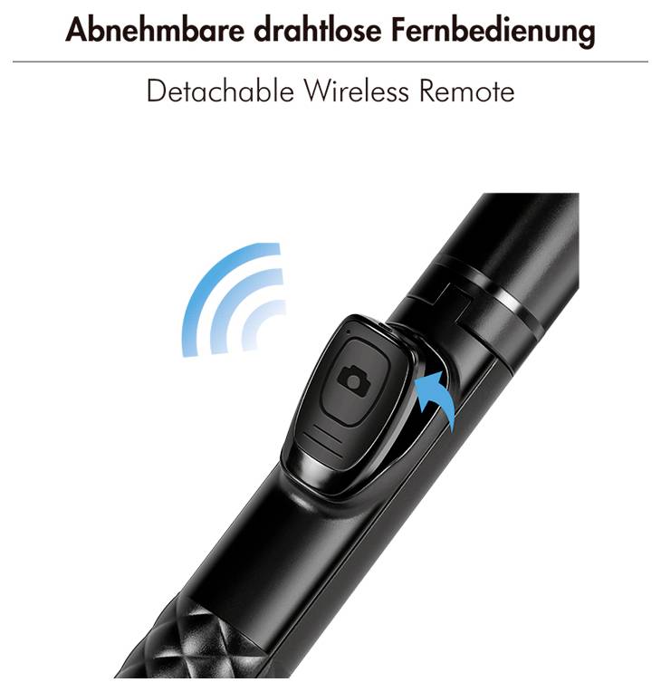 LogiLink BT0069 Selfie Stick Schwarz Bluetooth, integrierter Akku, Integriertes Stativ