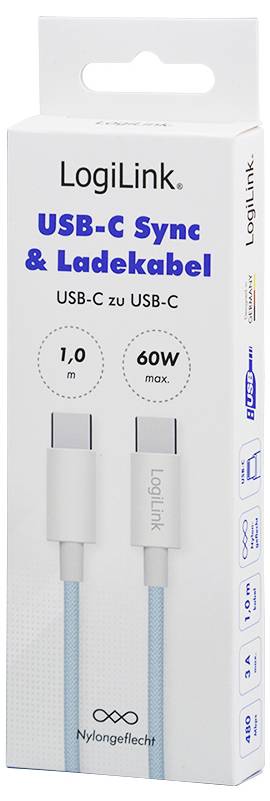 LogiLink USB-C® Kabel USB 2.0 USB-C® Stecker 1 m Blau CU0350