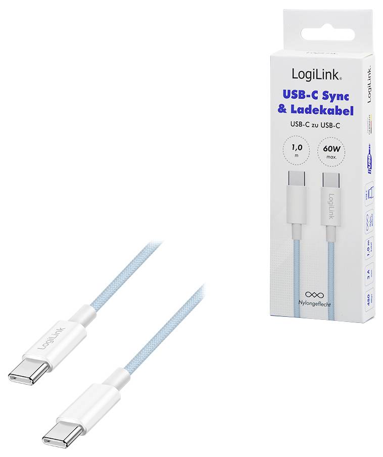 LogiLink USB-C® Kabel USB 2.0 USB-C® Stecker 1 m Blau CU0350