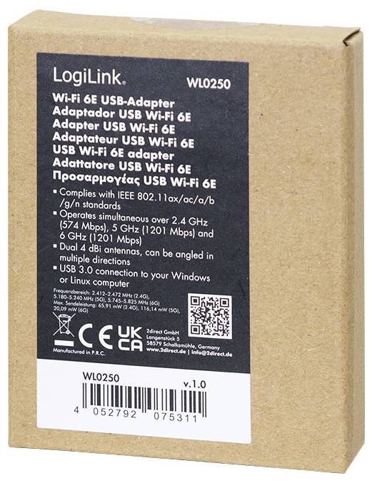 LogiLink WL0250 WLAN Adapter USB-A 2976MBit/s
