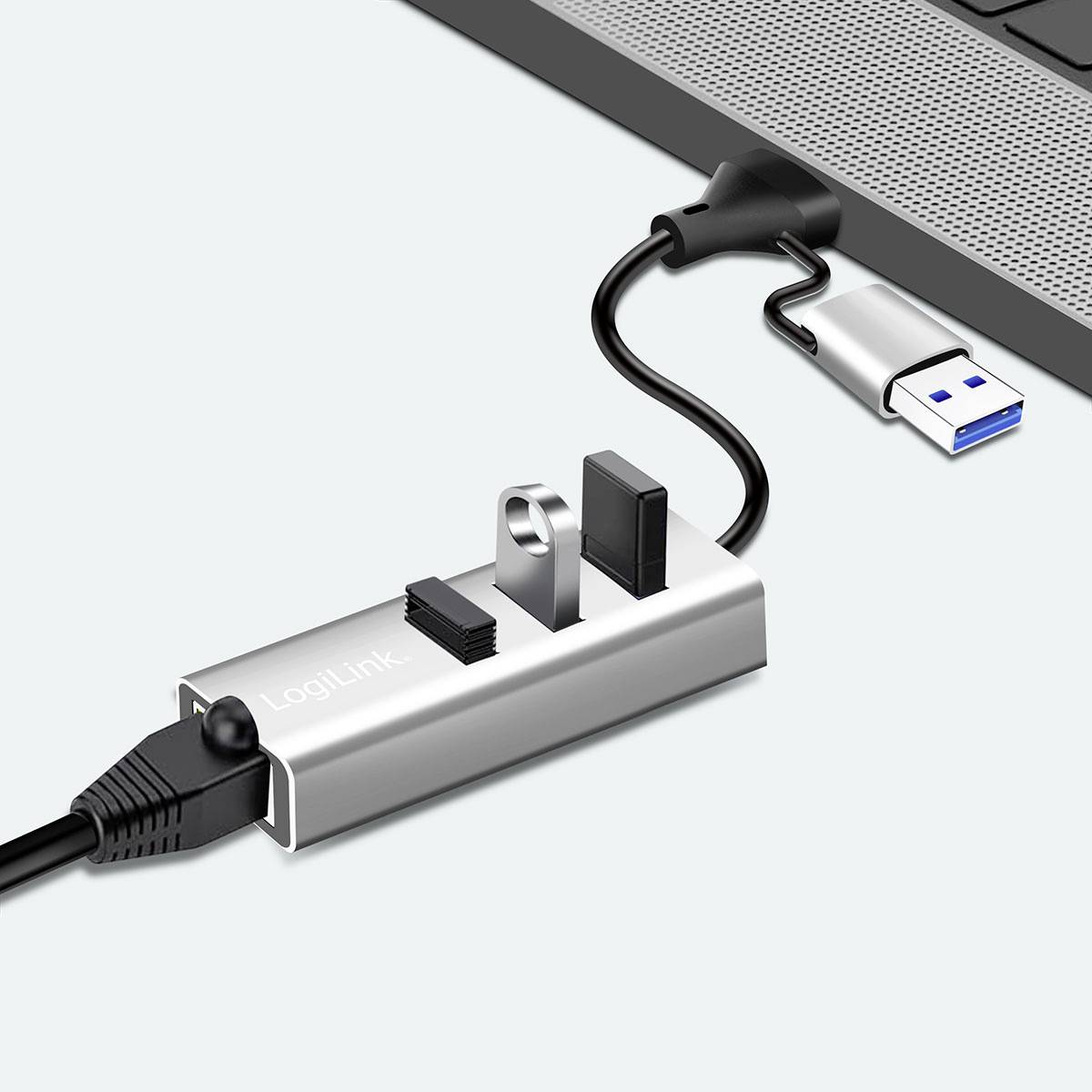 LogiLink UA0440 Netzwerkadapter/Hub 5 GBit/s USB-C® (USB 3.2 Gen 1)