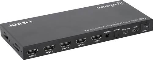 Manhattan HDMI-Switch Metallgehäuse, mit Fernbedienung, Multi-View-Modus, Rackmontage möglich, Ultr