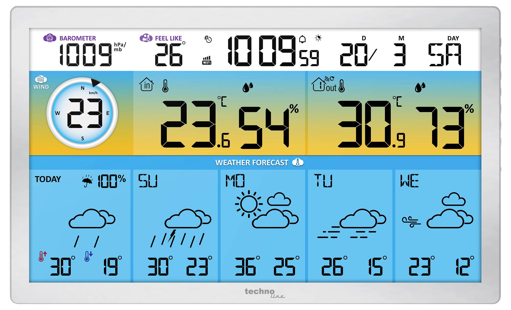 Techno Line WD2500 WD2500 Funk-Wetterstation Anzahl Sensoren max. 3