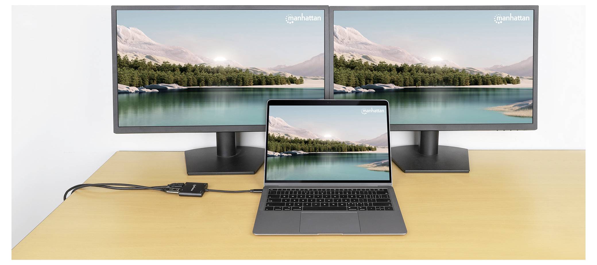 Manhattan USB 2.0 Adapter [1x USB-C® Stecker - 4x HDMI-Buchse, USB 2.0 Buchse A, USB-C® Buchse (Power Delivery)] 15cm 4K UHD