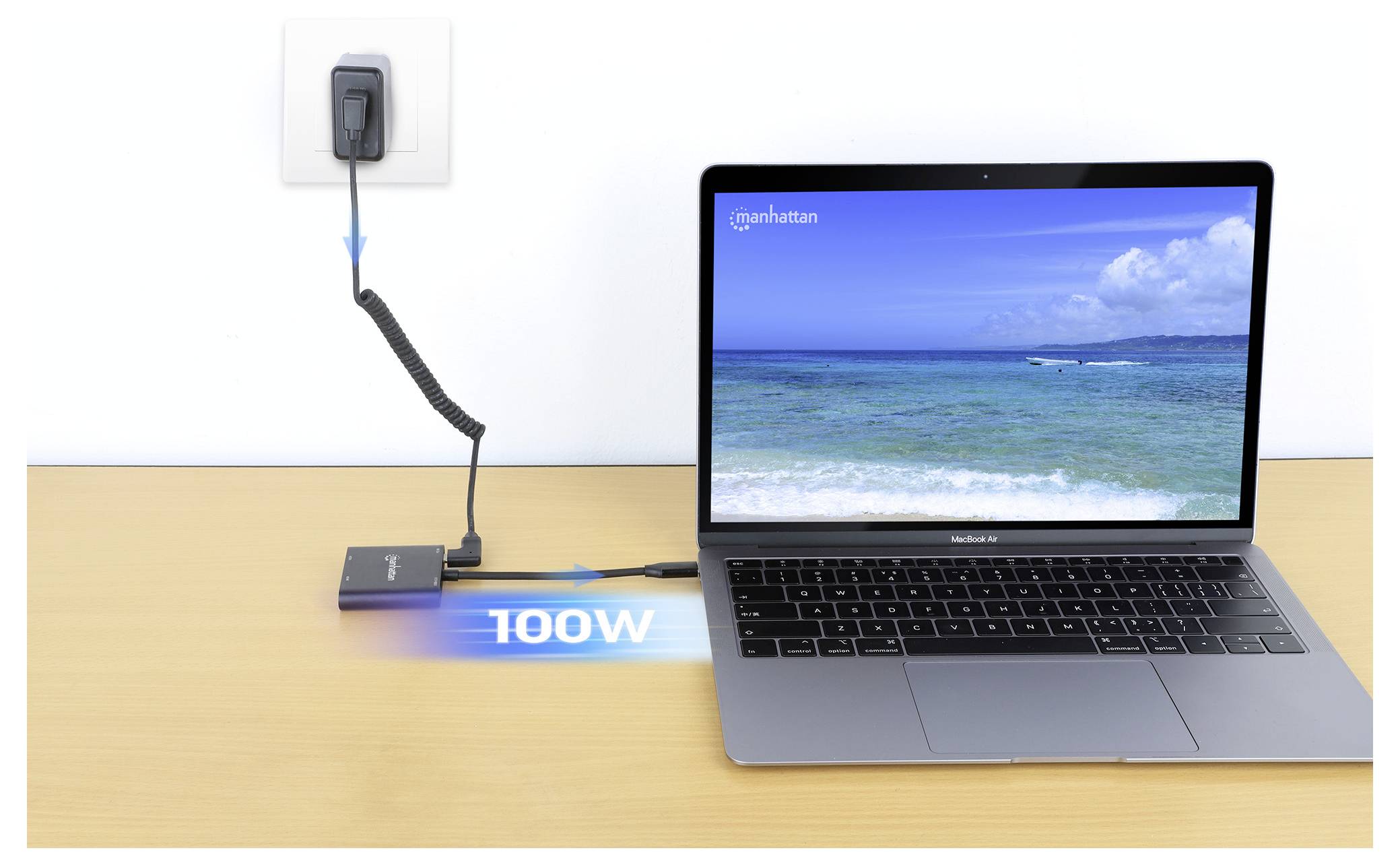 Manhattan USB 2.0 Adapter [1x USB-C® Stecker - 4x HDMI-Buchse, USB 2.0 Buchse A, USB-C® Buchse (Power Delivery)] 15cm 4K UHD