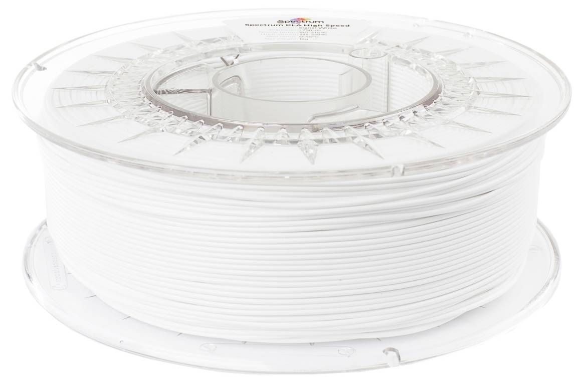 Eine Spule schwarzes 3D-Druckerfilament mit einer transparenten Kunststoffrolle.