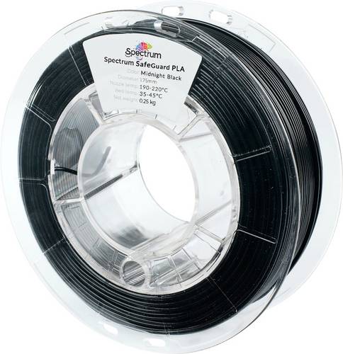 Spectrum Filaments 81552 Safeguard PLA Filament PLA antibakteriell 1.75 mm 250 g Deep Black, Schwar