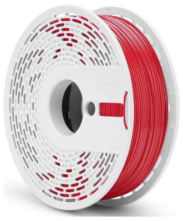 Rote Rolle von 3D-Druckfilament auf einer weißen Spule, entwickelt für den Einsatz in 3D-Druckern.