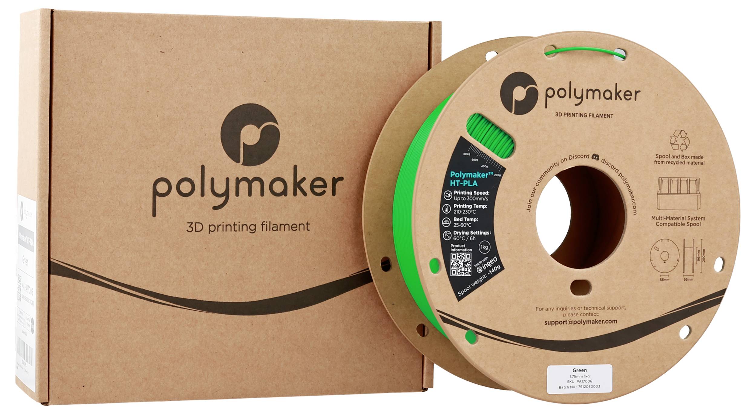 Spule für 3D-Druckfilament und Schachtel mit „Polymaker