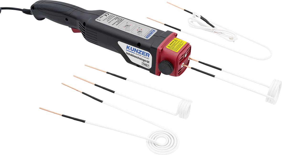 Induktionsheizer 'Kunzer 49961' mit sechs Spulen. Entwickelt für präzise Wärmebehandlung in automobilen oder industriellen Anwendungen.