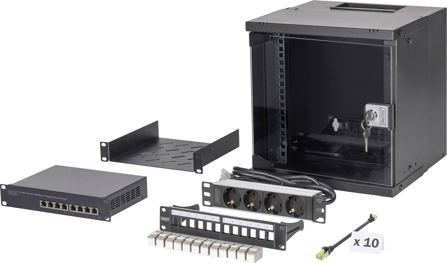 Digitus DN-49101-SET 10 Zoll Netzwerkschrank 6 HE Schwarz