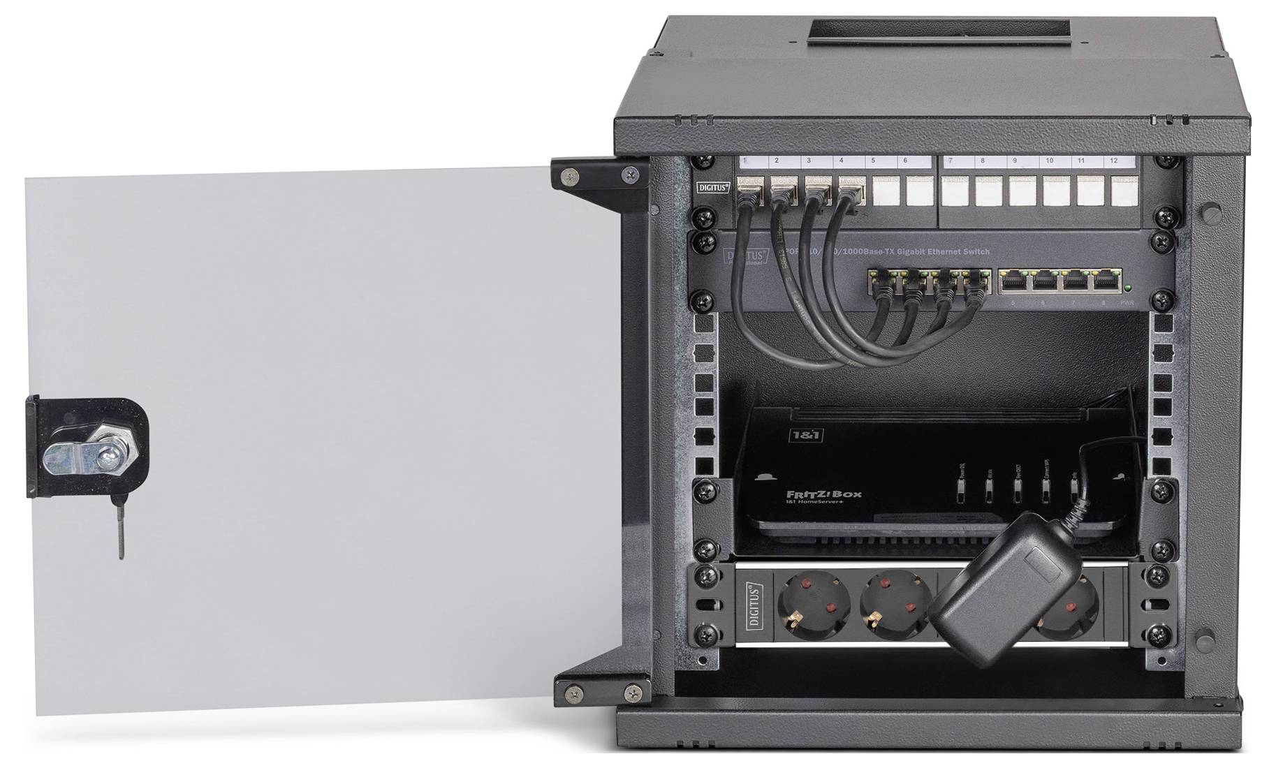 Digitus DN-49101-SET 10 Zoll Netzwerkschrank 6 HE Schwarz