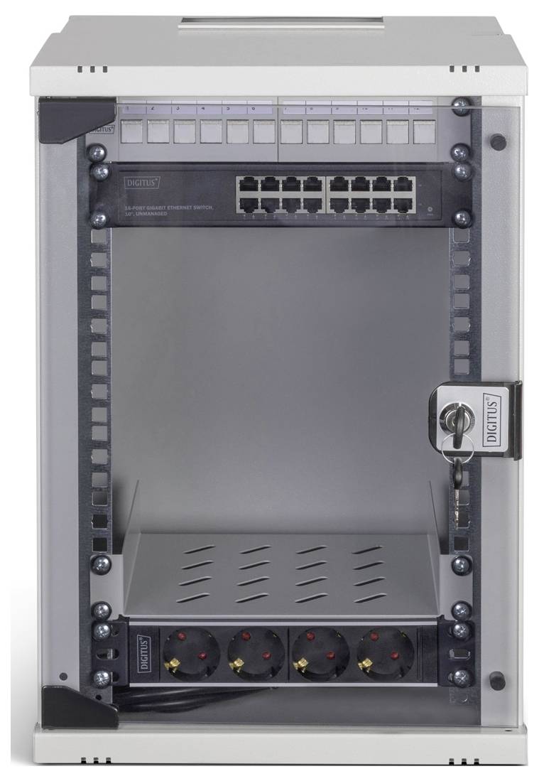 Digitus DN-49102-SET 10 Zoll Netzwerkschrank 9 HE Grau