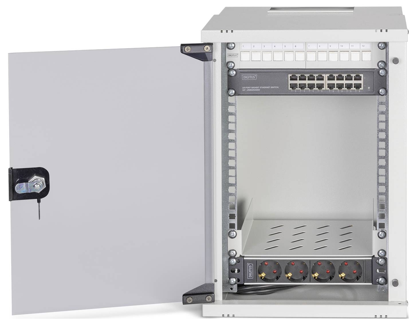 Digitus DN-49102-SET 10 Zoll Netzwerkschrank 9 HE Grau