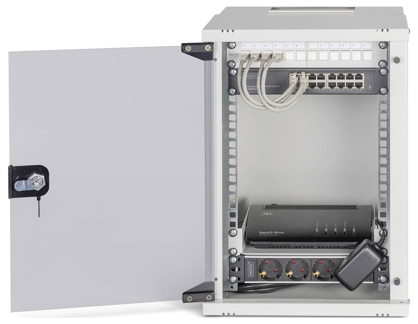 Digitus DN-49102-SET 10 Zoll Netzwerkschrank 9 HE Grau