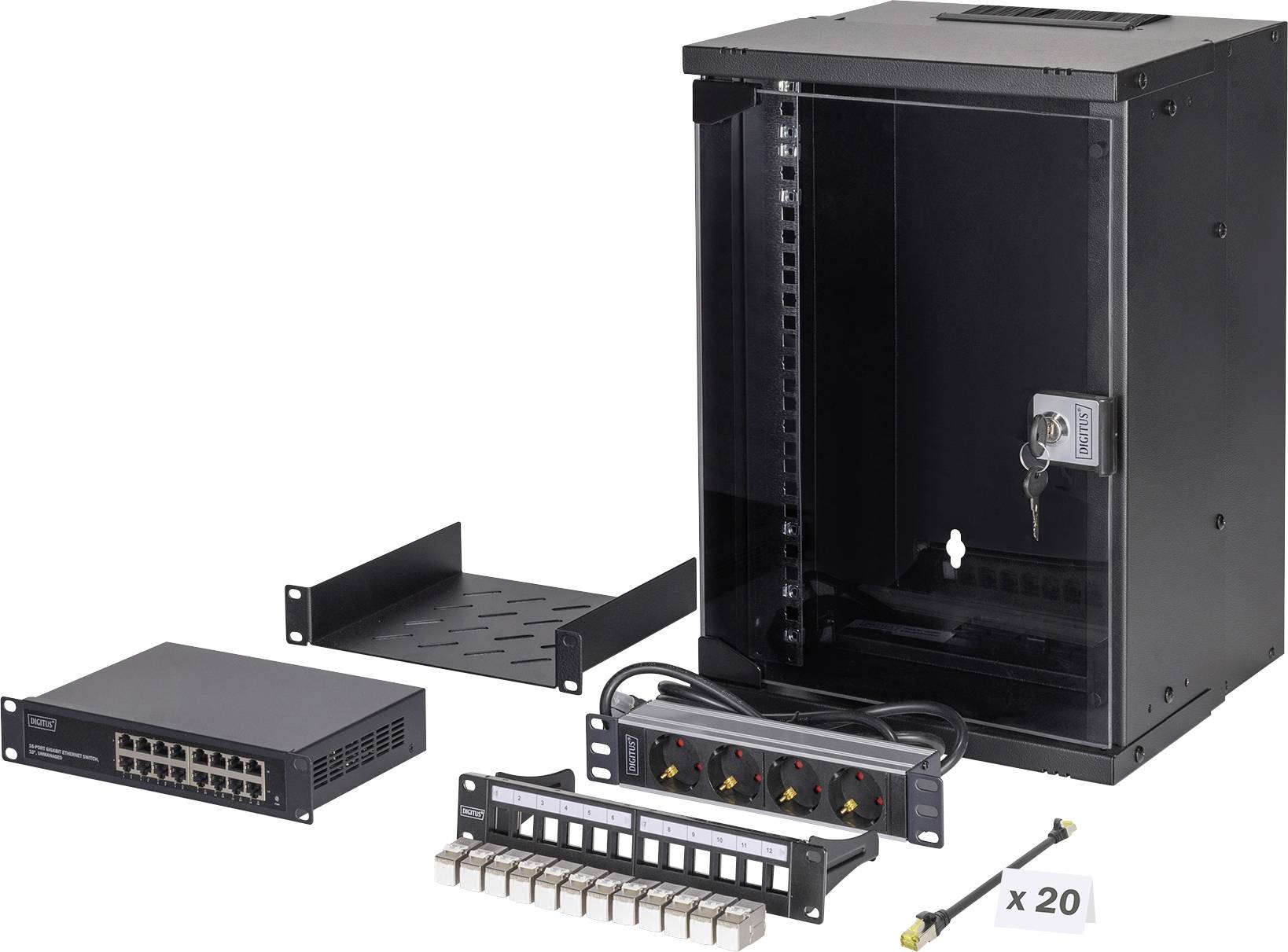 Digitus DN-49103-SET 10 Zoll Netzwerkschrank 9 HE Schwarz