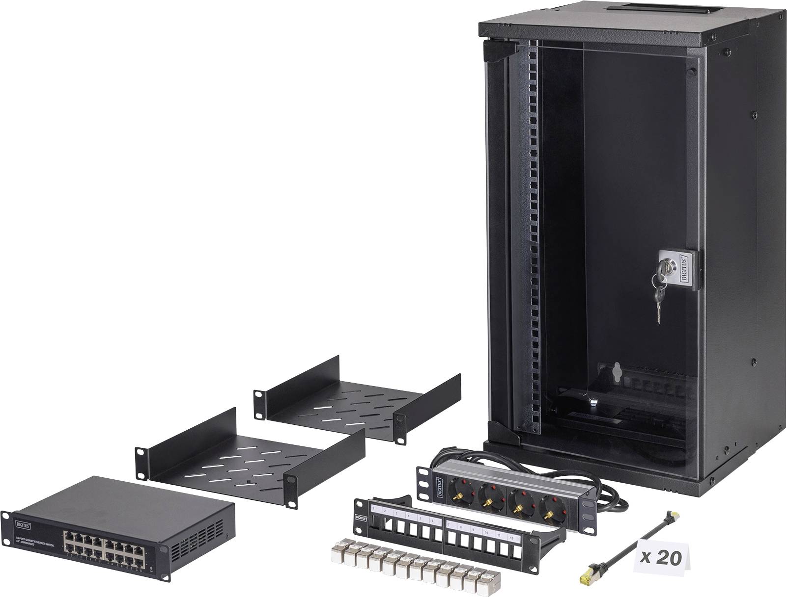 Digitus DN-49105-SET 10 Zoll Netzwerkschrank 12 HE Schwarz