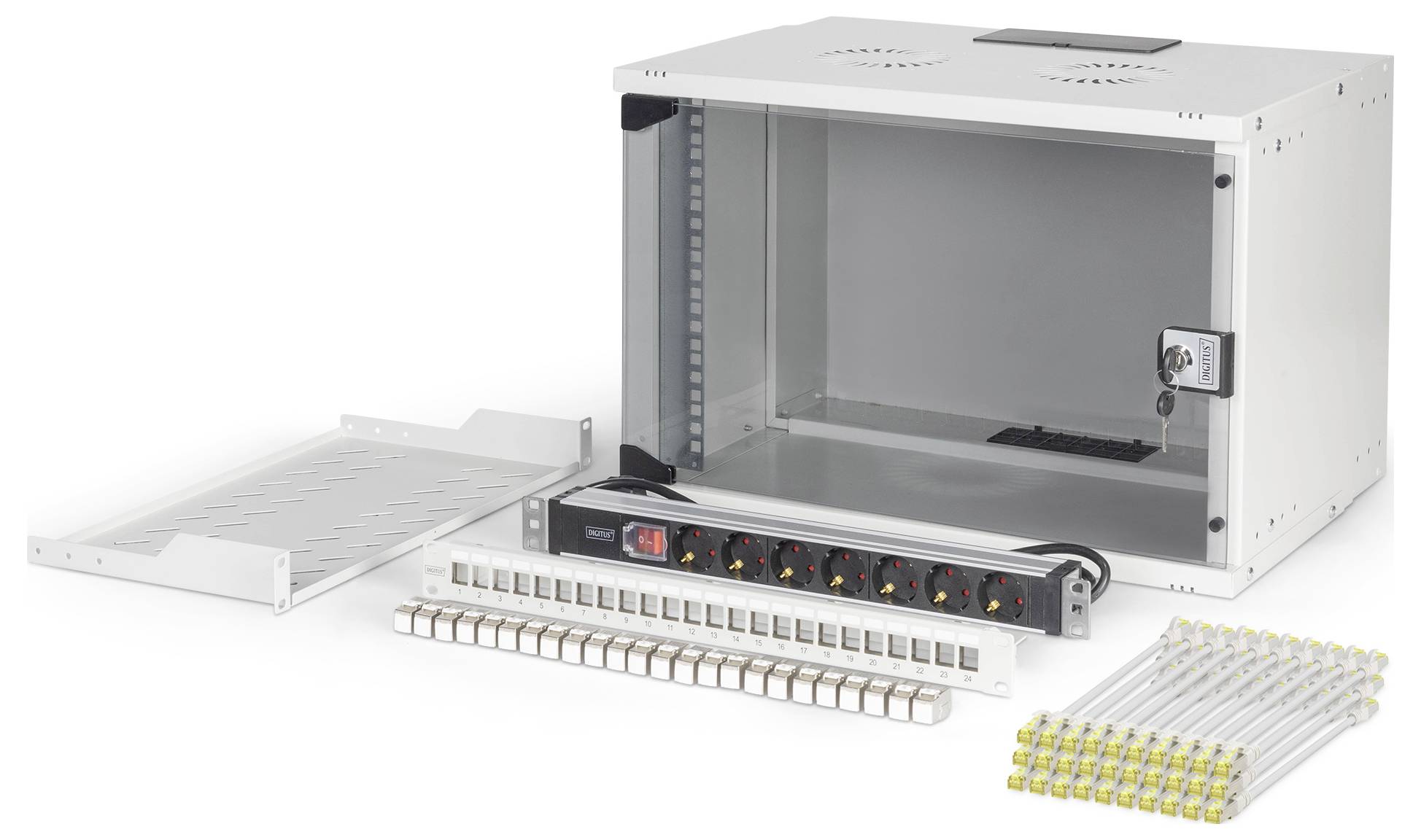 Digitus DN-49202-SET 19 Zoll Netzwerkschrank 7 HE Grau