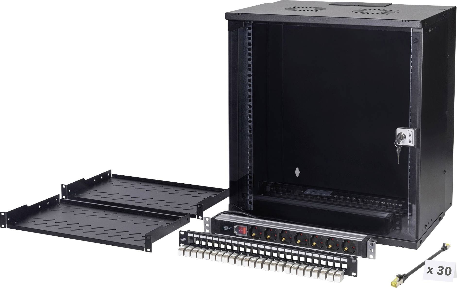 Digitus DN-49207-SET 19 Zoll Netzwerkschrank 12 HE Schwarz