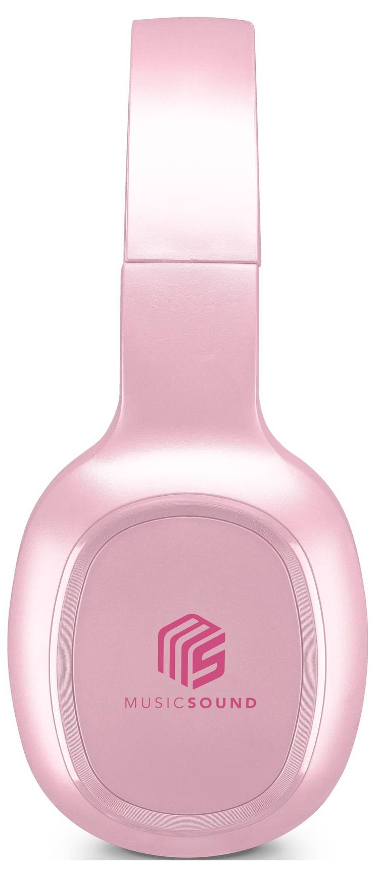 Rosa Over-Ear-Kopfhörer mit dem 'MUSICSOUND'-Logo auf der Ohrmuschel.