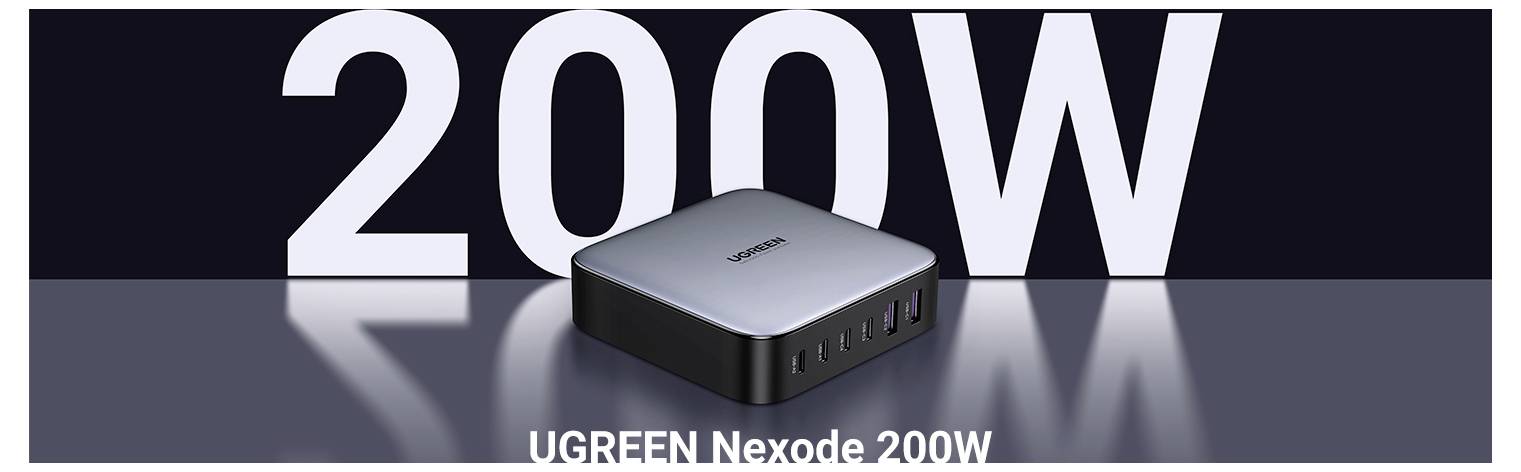 UGREEN 40914 Netzteil / Stromversorgung 200W USB 2.0 Buchse A, USB 2.0 Buchse A, USB-C® Buchse, USB-C® Buchse, USB-C® Buchse