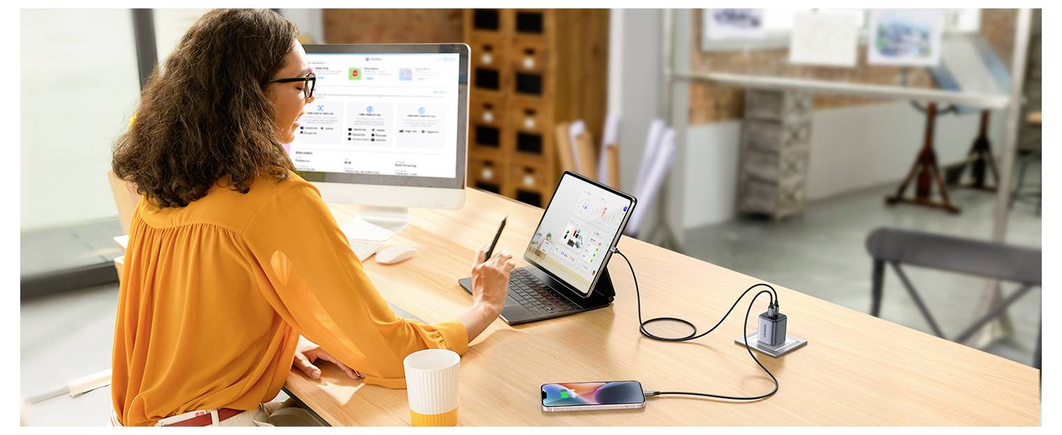 UGREEN Nexode Ladeadapter 45W USB-C® Buchse, USB-C® Buchse USB PD Schwarz, Grau Innenbereich