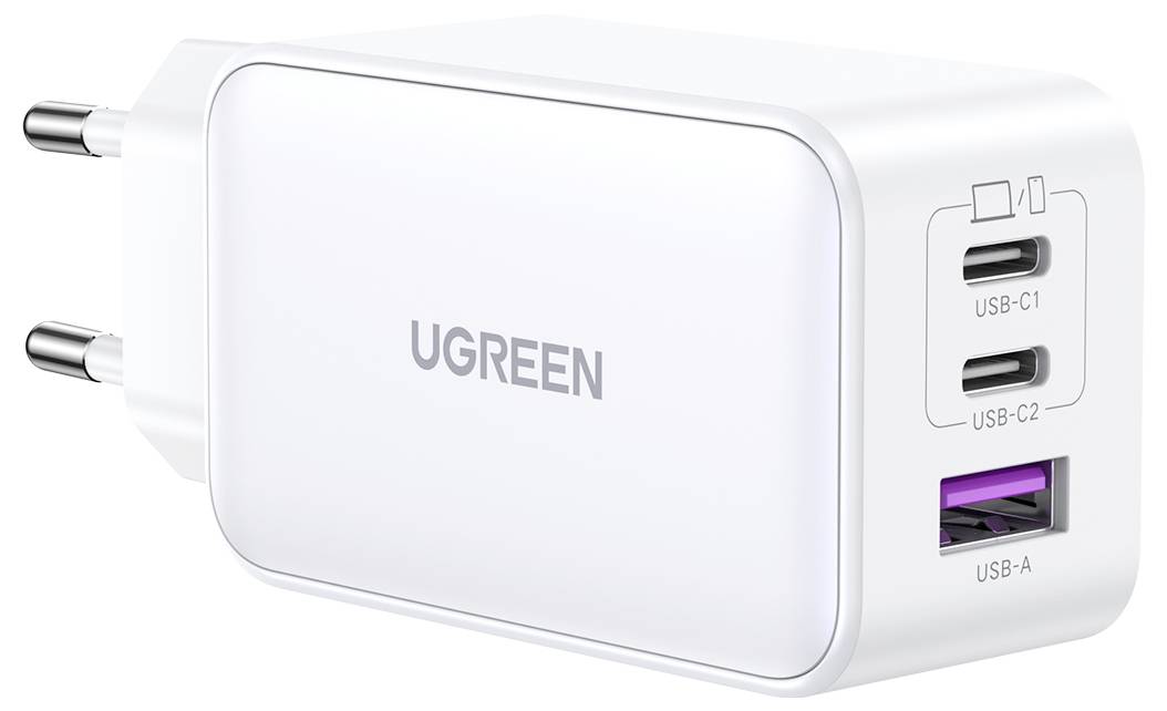 UGREEN Nexode Ladeadapter 65W USB-C® Buchse, USB-C® Buchse, USB-A Buchse Weiß Innenbereich