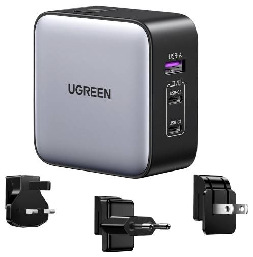 UGREEN 90409 Ladeadapter 65W USB-C® Buchse, USB-C® Buchse, USB-A Buchse Grau Innenbereich