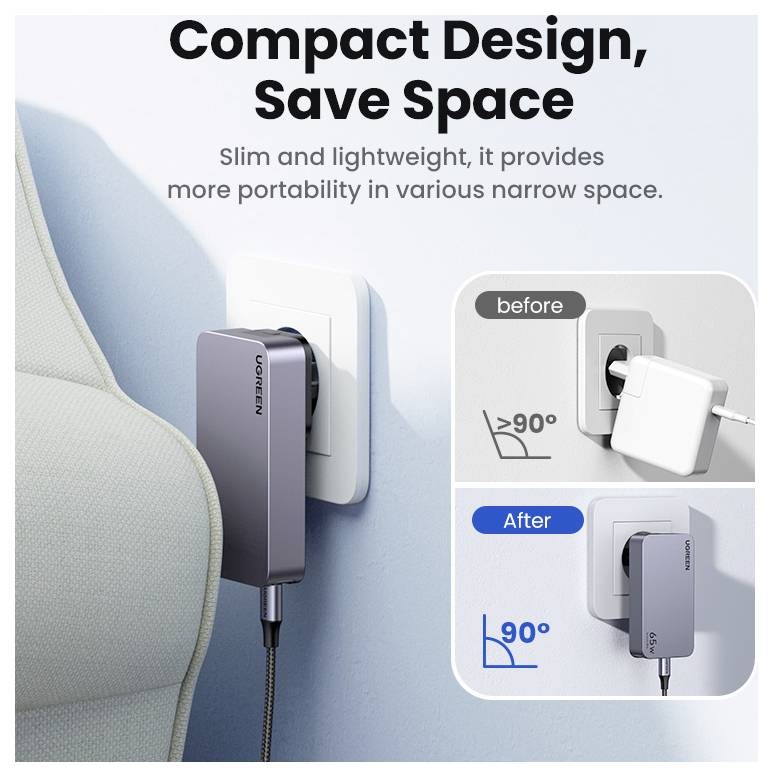 UGREEN Nexode Pro Ladeadapter 65W USB-C® Buchse, USB-C® Buchse, USB-A Buchse Grau Innenbereich