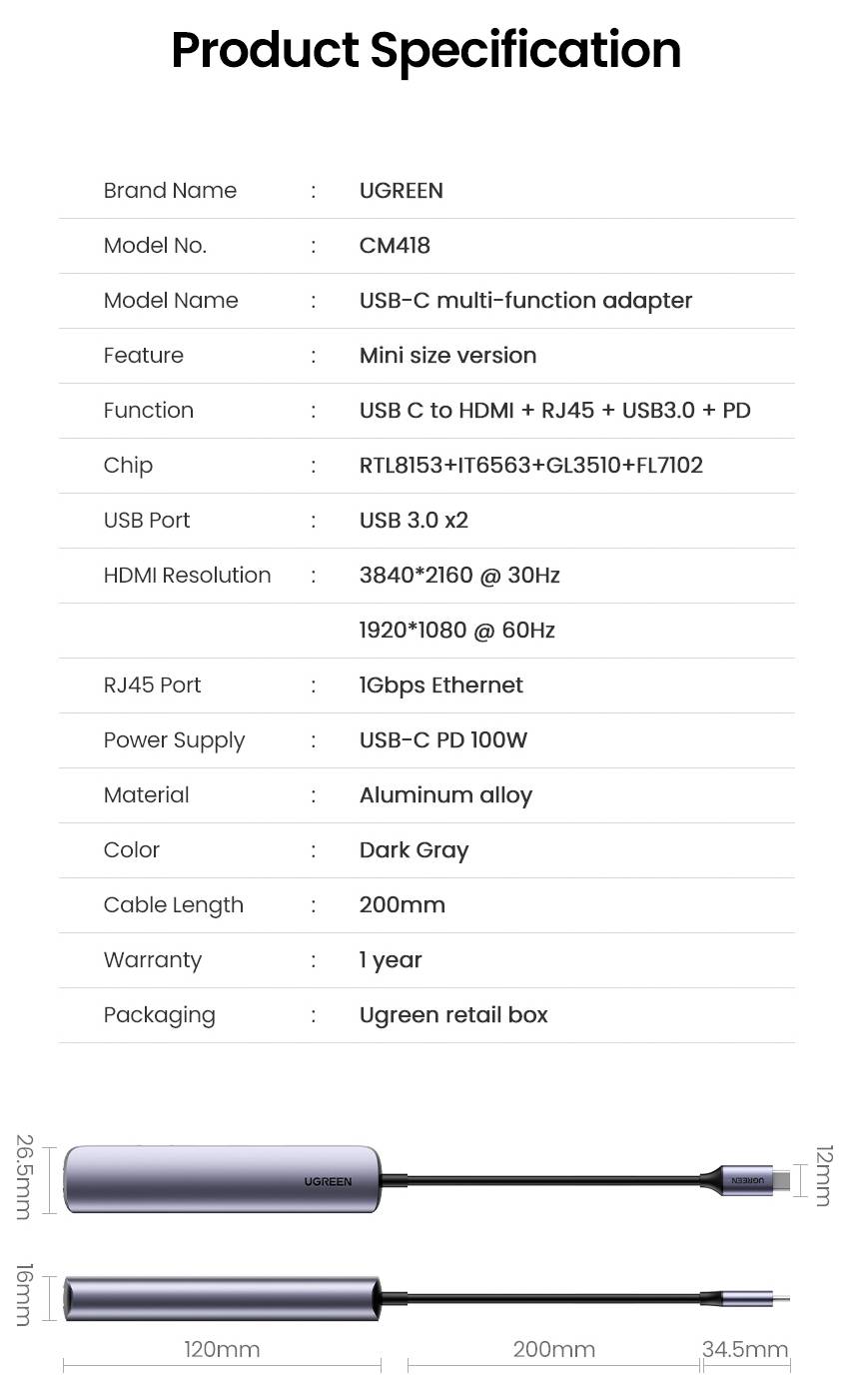 UGREEN USB-C® Dockingstation 10919 Passend für Marke Dockingstations: Universal