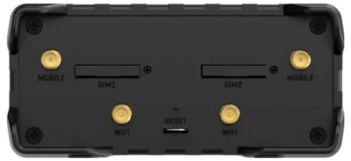 Das Bild zeigt ein schwarzes Gerätefeld mit zwei SIM-Steckplätzen, die mit 