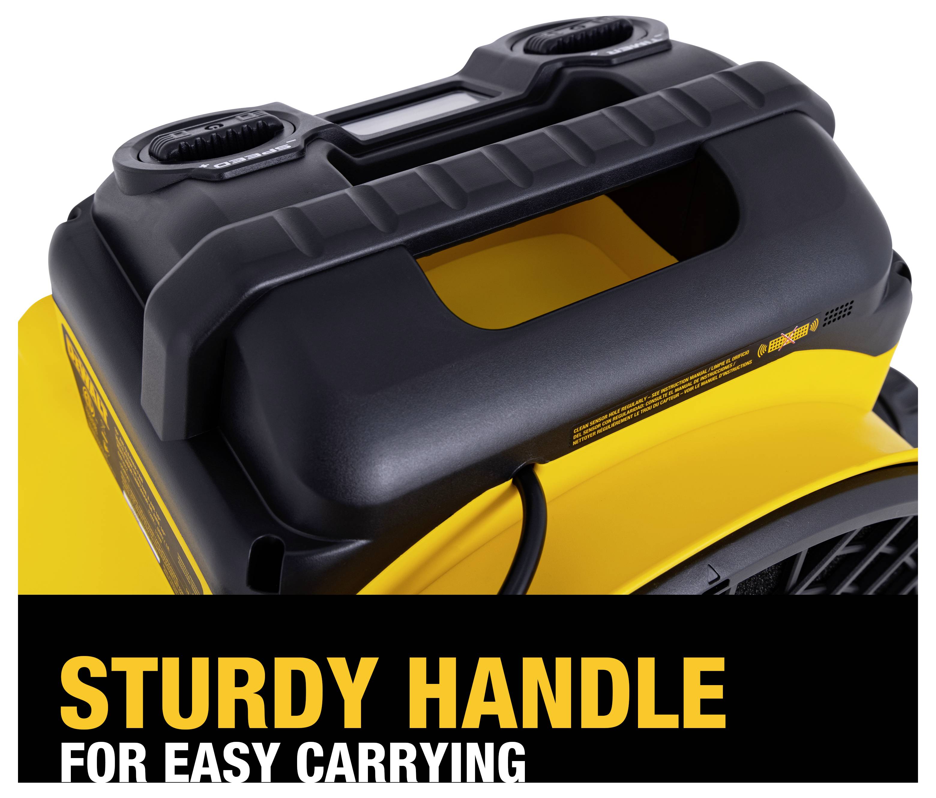 DEWALT DXF1652 Bodenventilator 116W Yellow LED-Display, Timer, inkl. Luftreiniger
