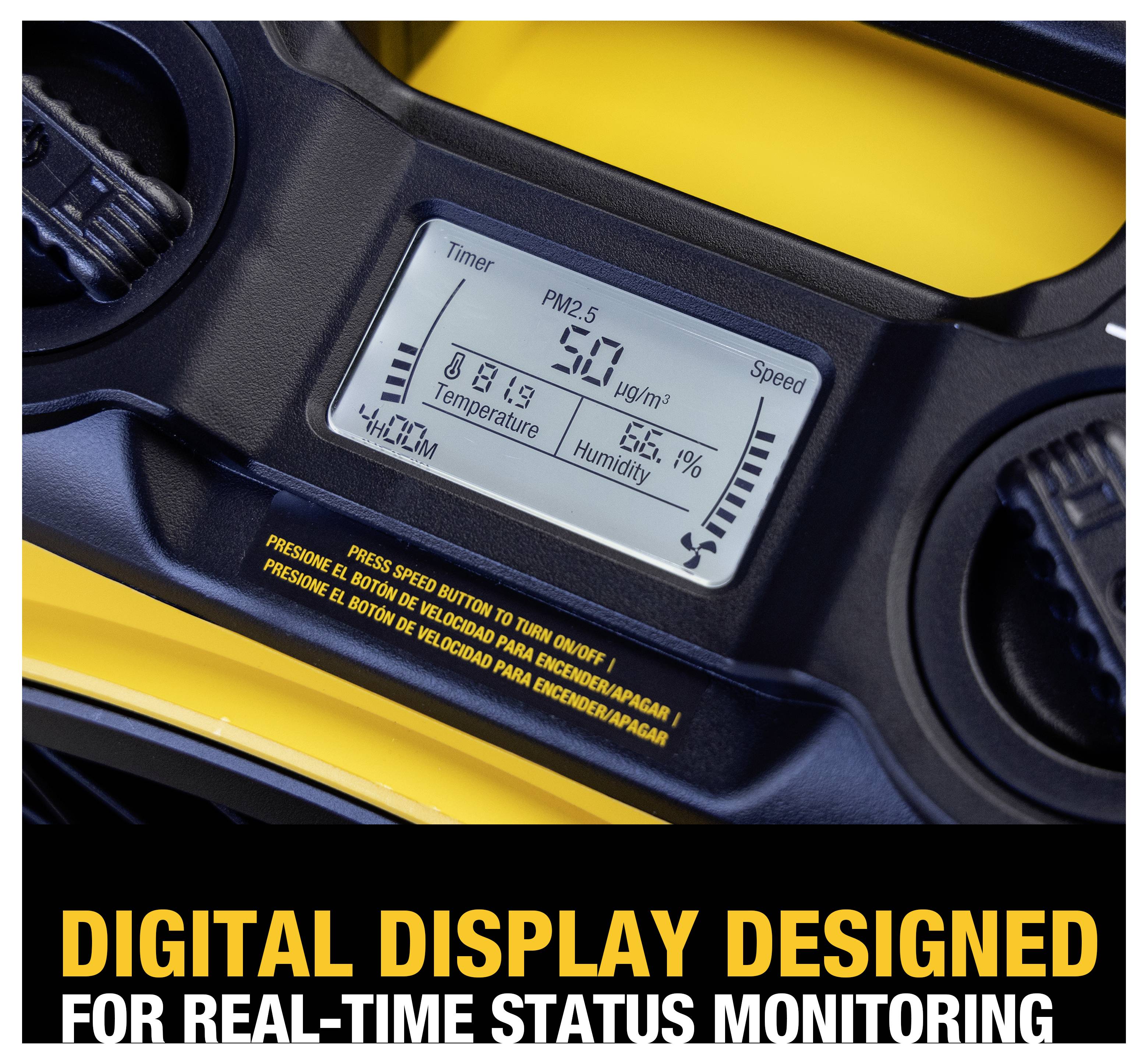DEWALT DXF1652 Bodenventilator 116W Yellow LED-Display, Timer, inkl. Luftreiniger