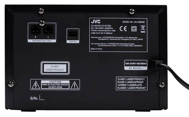 JVC UX-C25DAB Stereoanlage DAB+, Bluetooth®, CD, USB, Schwarz