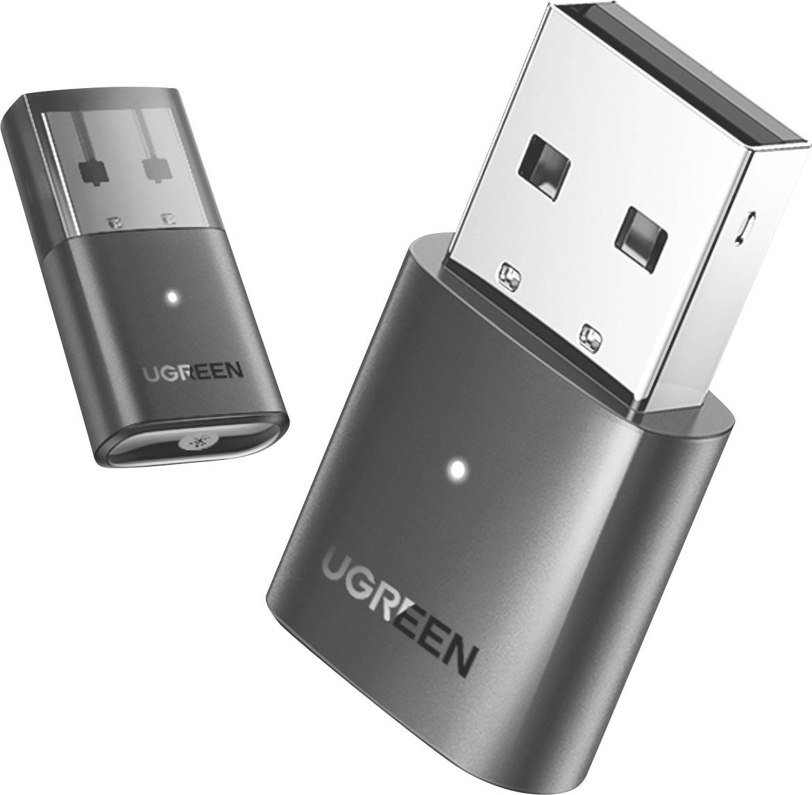 Ein schwarzer USB-Bluetooth-Adapter mit der Aufschrift 