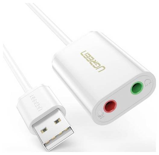 UGREEN USB-Kabel USB 2.0 USB-A Stecker, Klinke 3.5mm Buchse, Klinke 3.5mm Buchse Weiß 30143
