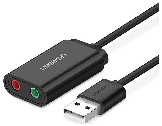 UGREEN USB-Kabel USB 2.0 USB-A Stecker, Klinke 3.5mm Buchse, Klinke 3.5mm Buchse 0.15m Schwarz 30724