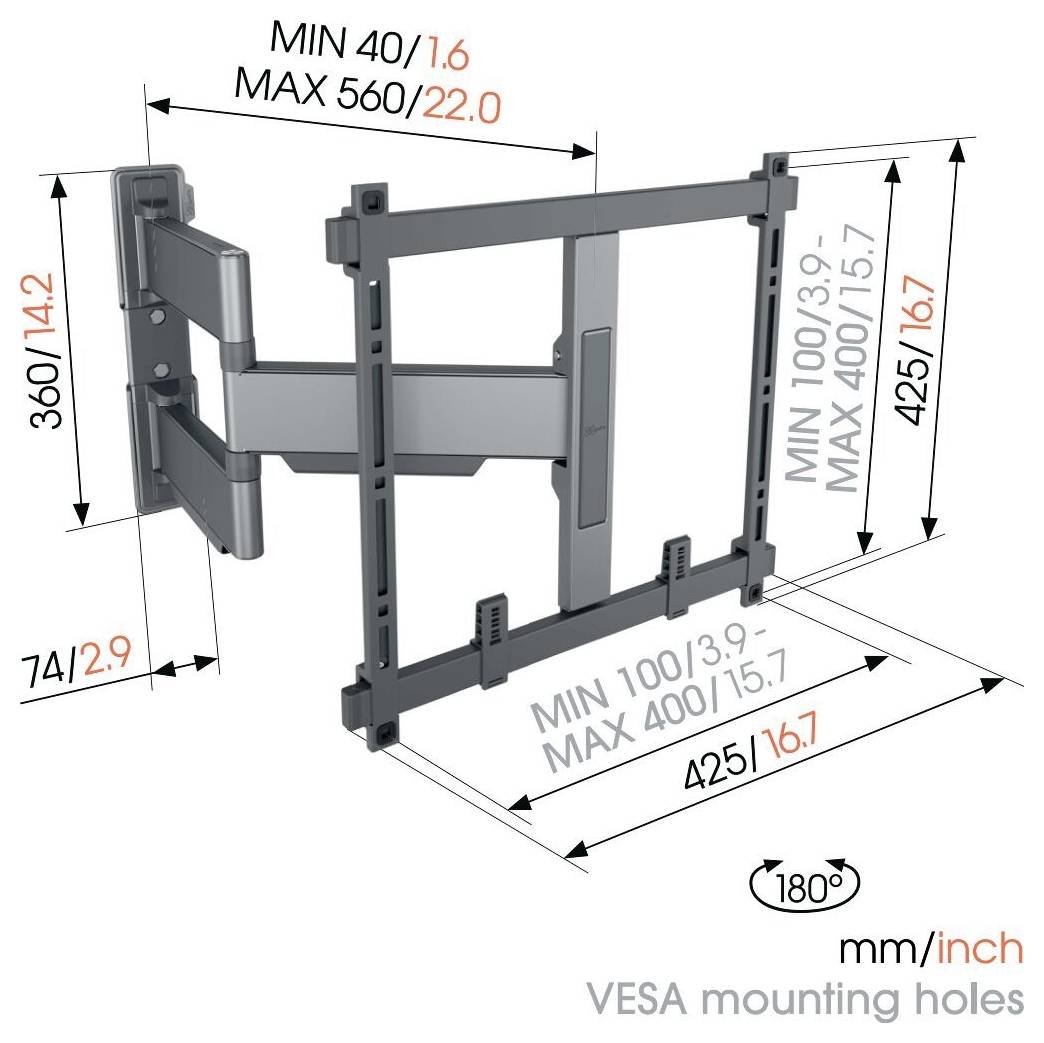 Vogel's ELITE TVM TV-Wandhalterung 81,3cm (32") - 165,1cm (65") Schwenkbar